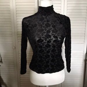 Frazier Lawrence Black Velvet/Sheer shirt Small
